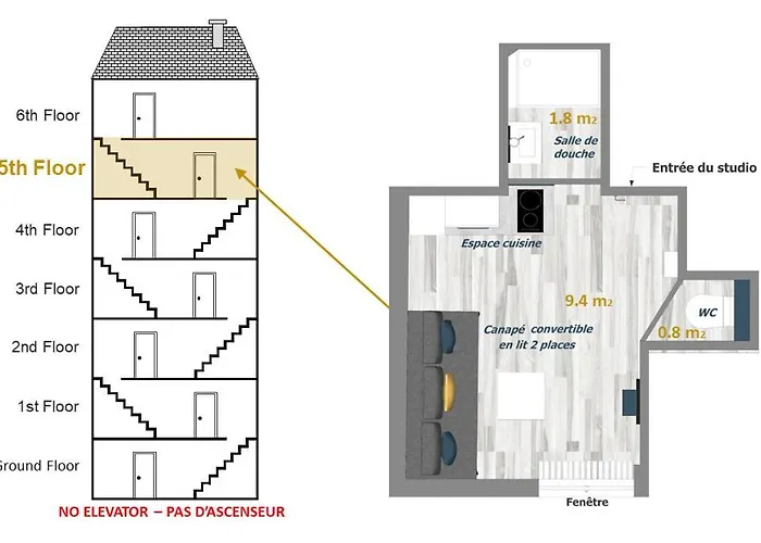 Tiny Studio - 12 M2 - Quartier Saint-Ambroise - 5Eme Etage Sans Ascenseur